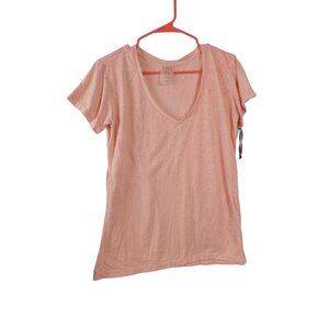 DYI Peach Orange Creamsicle V-Neck Burnout T-Shirt Size: L BNWOT